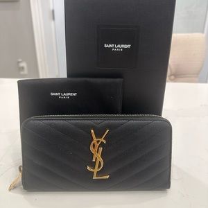 Authentic YSL ZIP AROUND WALLET